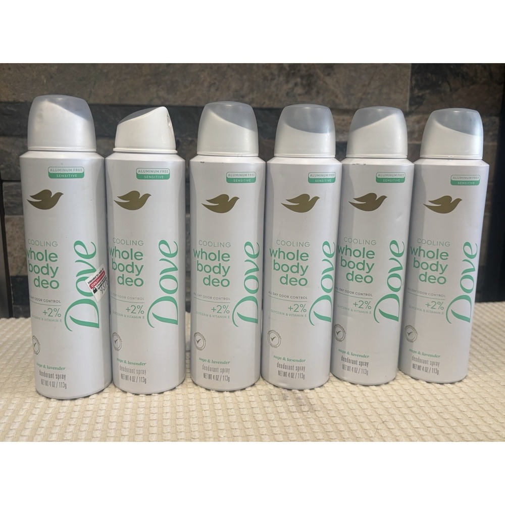 Lot of SIX, Dove Cooling Whole Body Deodorant Spray, Sage & Lavender 4 oz/ea